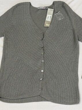 Ann Klein Cardigan Women’s Size Medium Grey Lightweight  NEW
